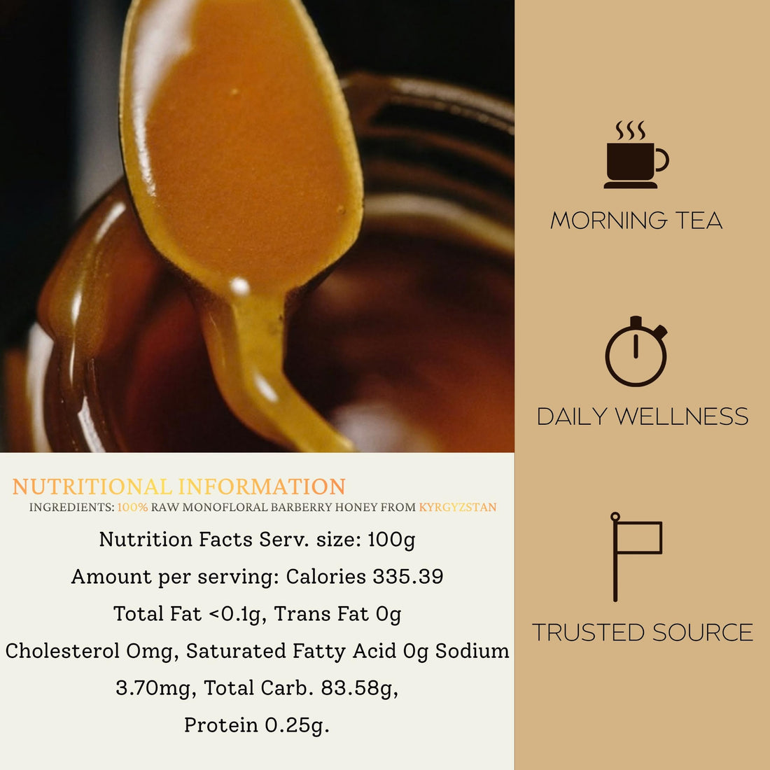 Kyrgyzstani Barberry Honey 100% Raw Organic Pure Honey