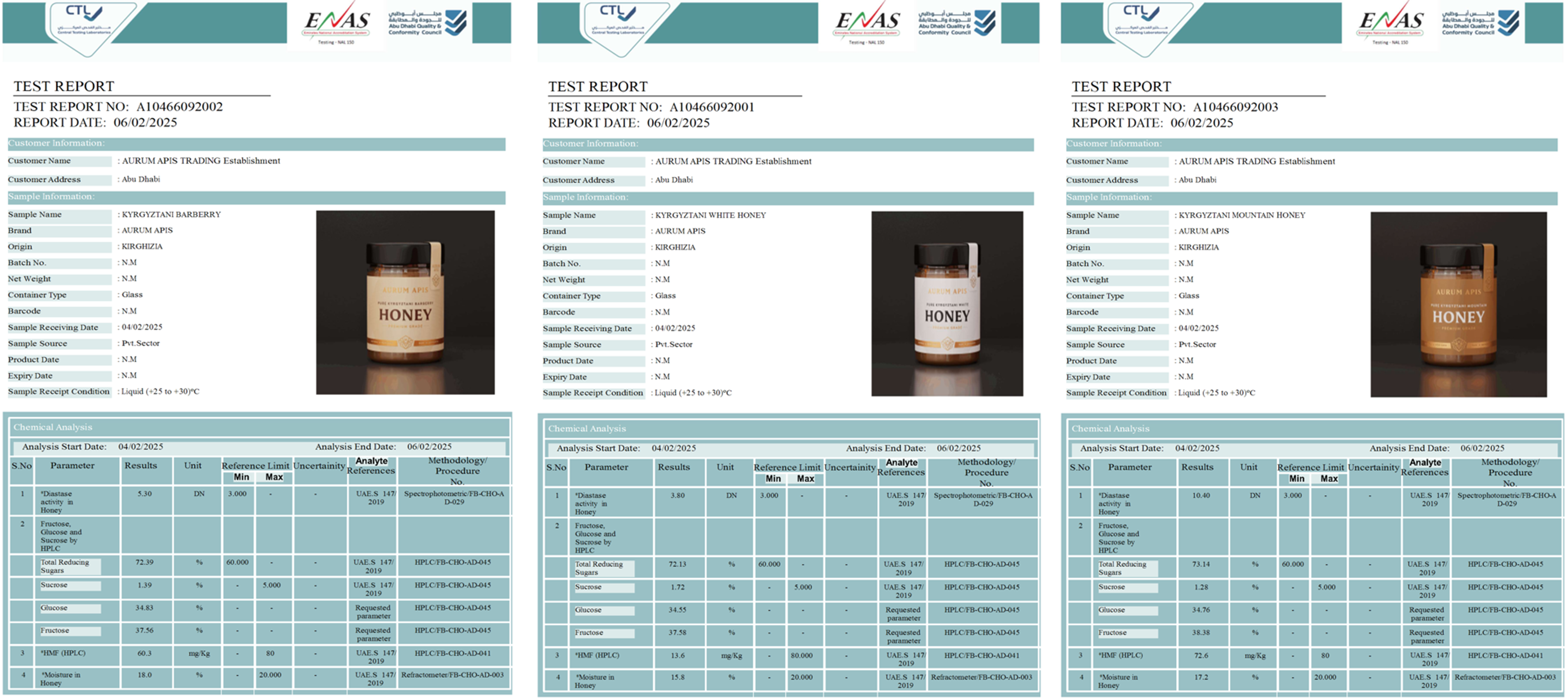 White, Mountain, and Barberry Honey from Kyrgyzstan | Organic Honey Collection | Aurum Apis